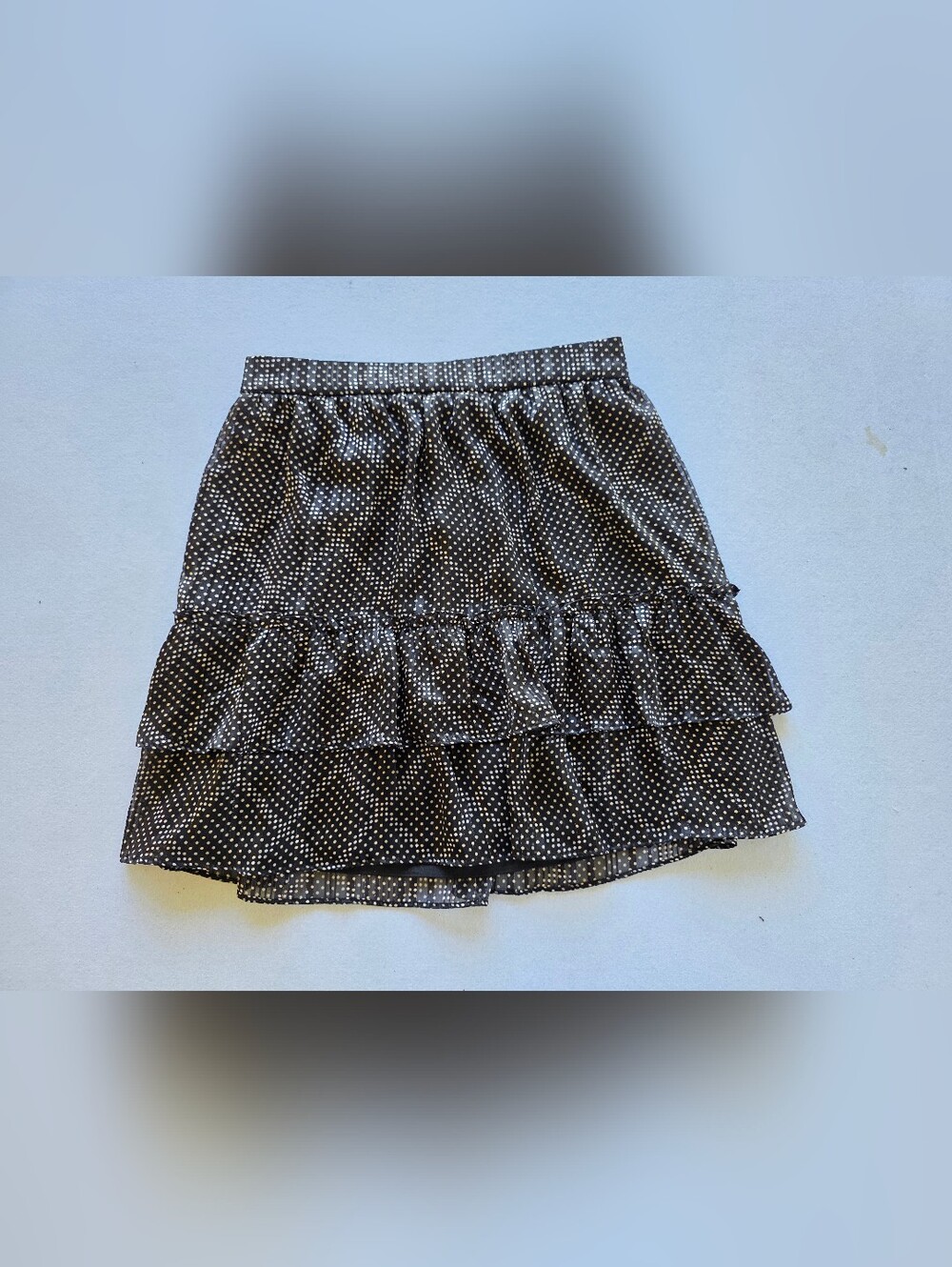 J. Crew Black and White Polka Dot Tiered Ruffle Skirt
